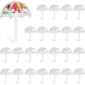 Fillable Party Favors, 24Pcs Clear Candy Boxes Umbrella Shaped Candy Containers Decorative Candy Storage Boxes Wedding Party Supplies(White)