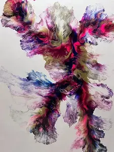 Burning Man 36x48 Colorful Acrylic Abstract Art Canvas Wrapped Unframed Wall Decor