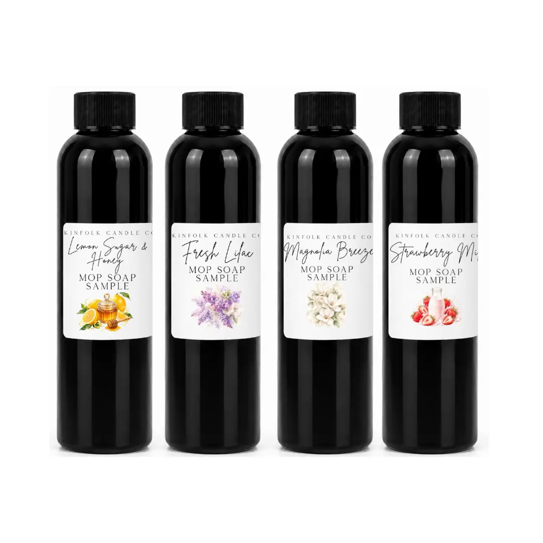 Spring Mop Soap Sample Pack for Cozy Floor Cleaning and Aesthetic Resets | 4 Bottles 4oz Each
