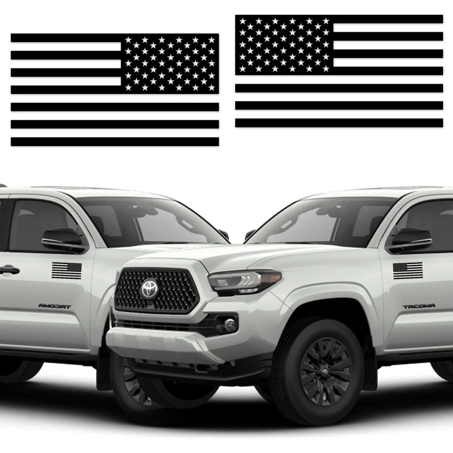 GRITKULTURE Subdued American Flag Decal Stickers 2 Pack for Cars, Trucks, Hard Hats, Laptops, Tumblers, and Window Police Military Tactical US Flag (Black)
