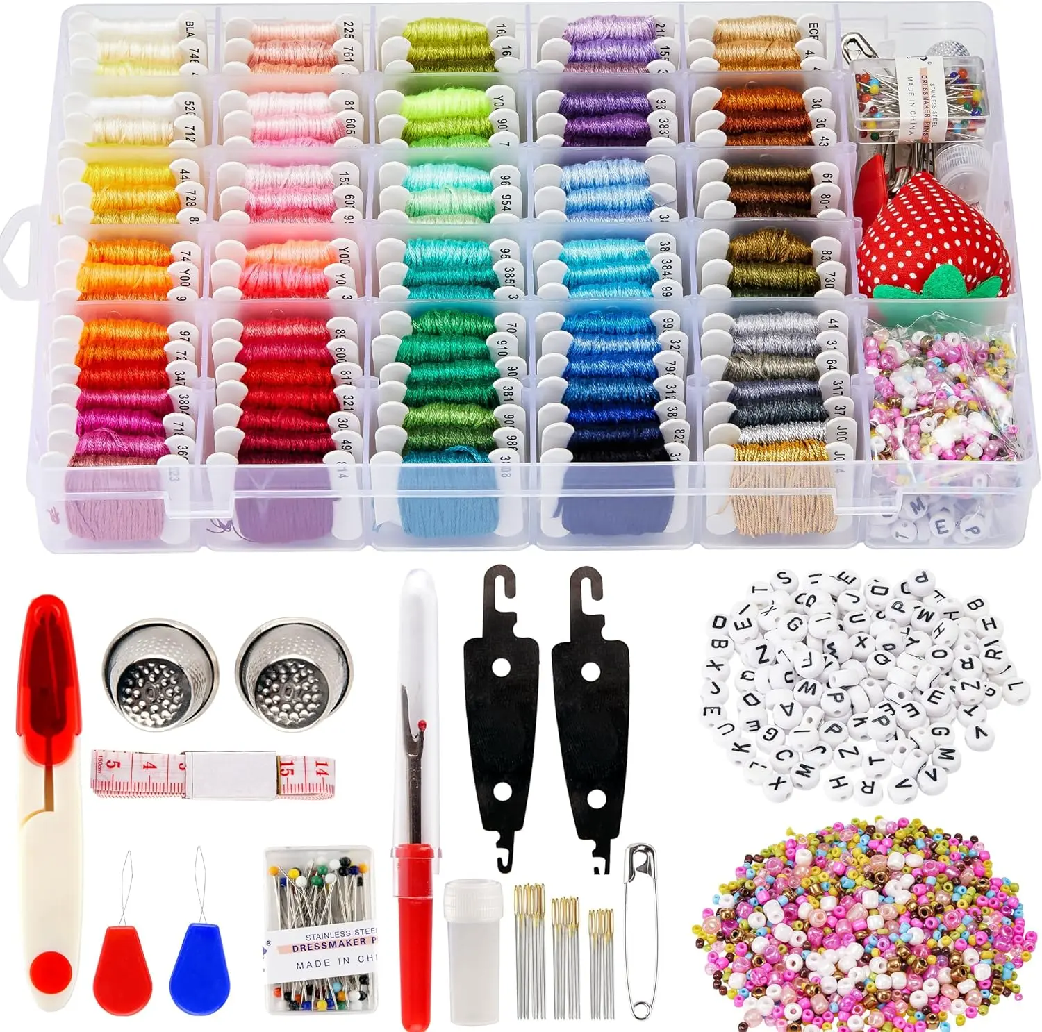 Embroidery kit for Beginners Adults, 1200 Pcs + Friendship Bracelet String Kits with Storage Box,95 Colors Embroidery Thread and 1000 Crafts Beads, Embroidery Floss and Accessories