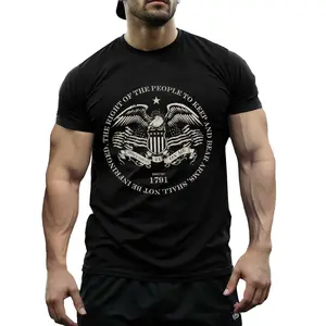 Men's Grunt Style Graphic T-Shirt, 1776 Eagle & American Flag Design, Relaxed Fit, Short Sleeve, Crew Neck, Perfect for Summer Casual Wear, Casual Summer Wear Nontransparent Fabric