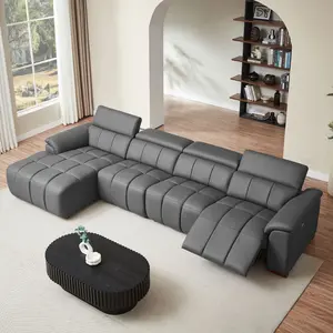 Carlux Dark Grey 4 Seat Wall-Hugger Electric Reclining Sectional