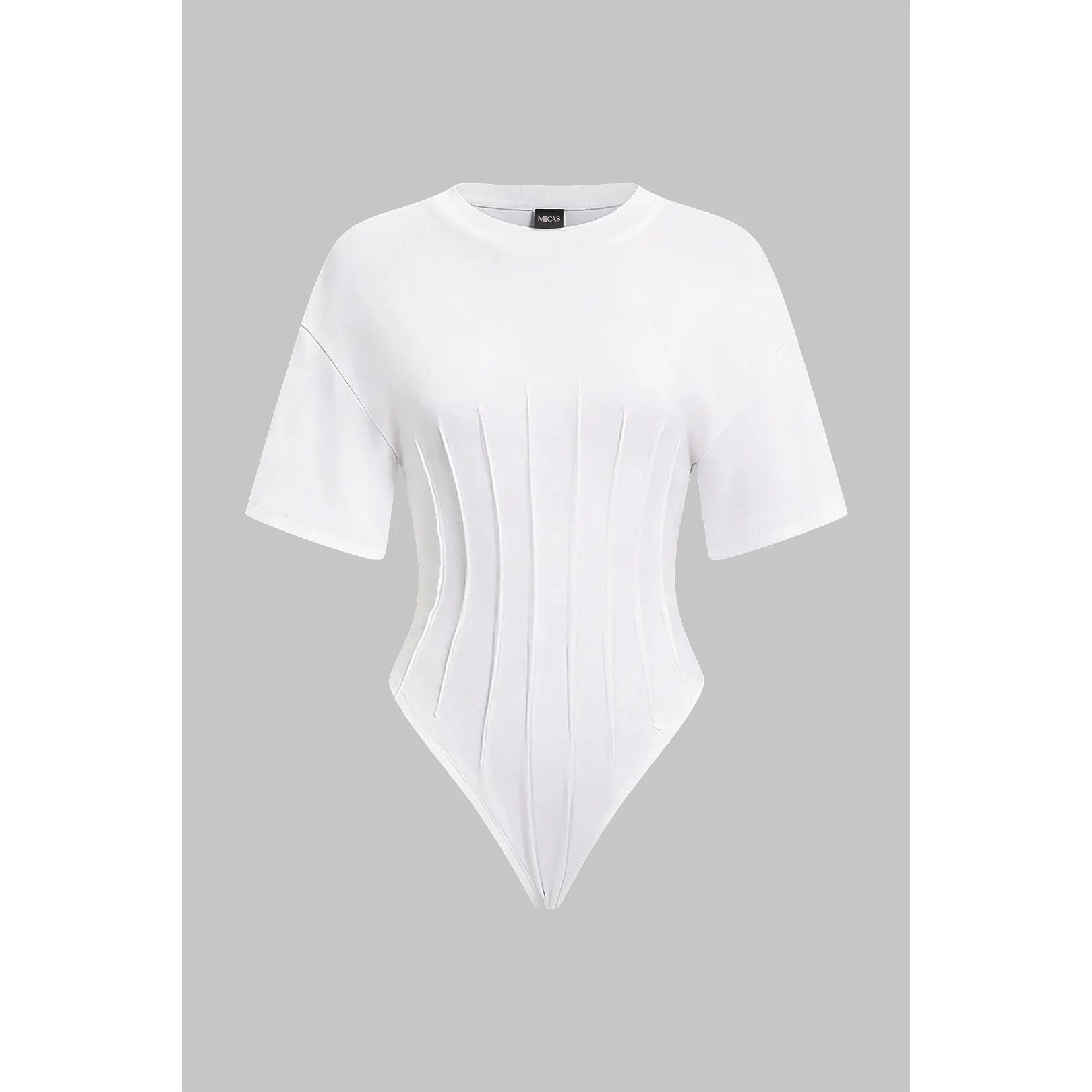 Solid Round Neck Short Sleeve Bodysuit
