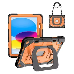 Ultra-Armor 3-Layer Heavy Duty Case for iPad 10.9 2022 & A16 2025 Drop-Proof Kickstand Shell with Adjustable Stand and Lanyard