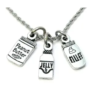Jar Of Peanut Butter With Jar Of Jelly And Jar Of Marshmallow Fluff Single Charm Necklace