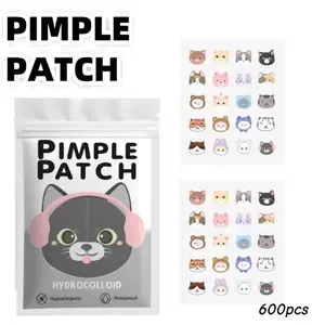 600pcs Cute Cartoon Cat Dog Acne Patches, Facial Concealer Stickers, Invisible Blemish Cover, Unisex, All Skin Types, Party Event Stickers