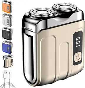 Traveller Mini Electric Beard Shaver Waterproof & Comfortable Double-Ring Magnetic Cutter One-Button Portable Wet & Dry Dual-use