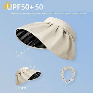 Headband Sun Hat 2026 New Summer UV-Protection Visor Shell-Style Open-Top with Face-Shading Extra-Wide Brim Foldable Design for Outdoor Activities