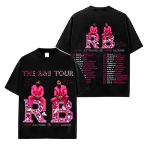 R&B TOUR 2026 PREMIUM WASHED COTTON T-SHIRT (MADE IN US) – Raymond & Brown Graphic Tee, Pink Concert Streetwear Shirt, Hip Hop Music Merch Top, Unisex Oversized Fit, Vintage Tour Style Tee, Gift for R&B Fans & Collectors