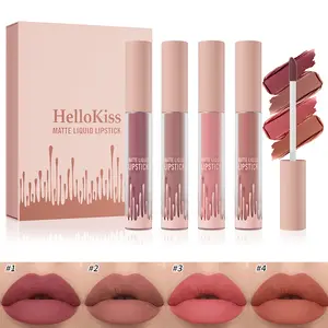 4-Color Liquid Lipstick Gift Set – Matte Pearlescent Finish, Non-Fading, Long-Lasting, Moisturizing for Full Lip Color, Everyday Lip Makeup & All-Day Wear - Perfect Beauty Gift for Women, Lip Cosmetics & Makeup Sets