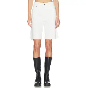 PISTOLA Nolan Relaxed Straight Cut Off Shorts in Paper White