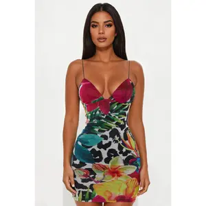 Mariposa Printed Mesh Mini Dress - Multi Color