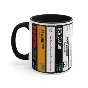 New Edition Cassette Tape Mug, Retro Album Spines Coffee Cup, 80s R&B Boy Band Music Gift, Vintage Soul Music Decor for Fans