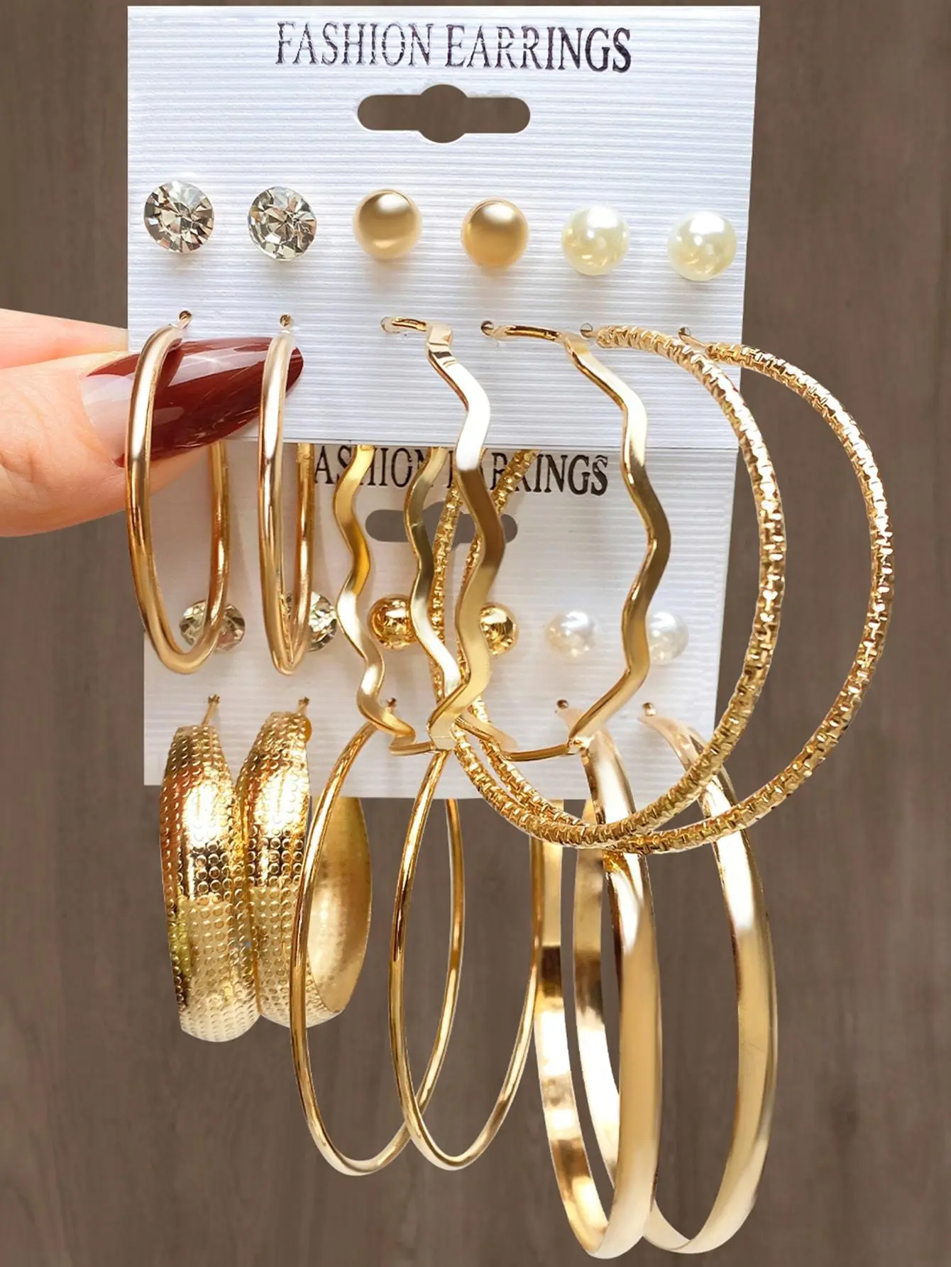 12 Pairs Faux Pearl & Rhinestone Decorated Hoop Earring Sets, Earring Pack, High Quality Earrings, Stylish Jewelry, Simple Casual Jewelry For Women, All-match Trendy Ear Jewelry For Party, Club, Sparkling Ear Jewelry, Chic Gorgeous Jewelry