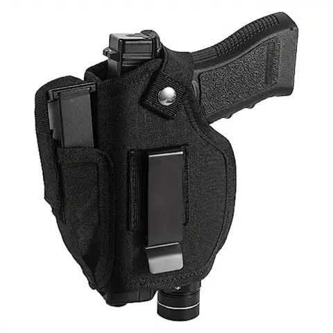 Durable Nylon Tactical Gun Holster - Ambidextrous Modern Gun Accessories, Unisex, IWB/OWB Design, Equipped with Magazine Pocket for Quick Access, Snap Closure, Compatible with Glock/Sig with Laser or Light, Hunting Concealment Use