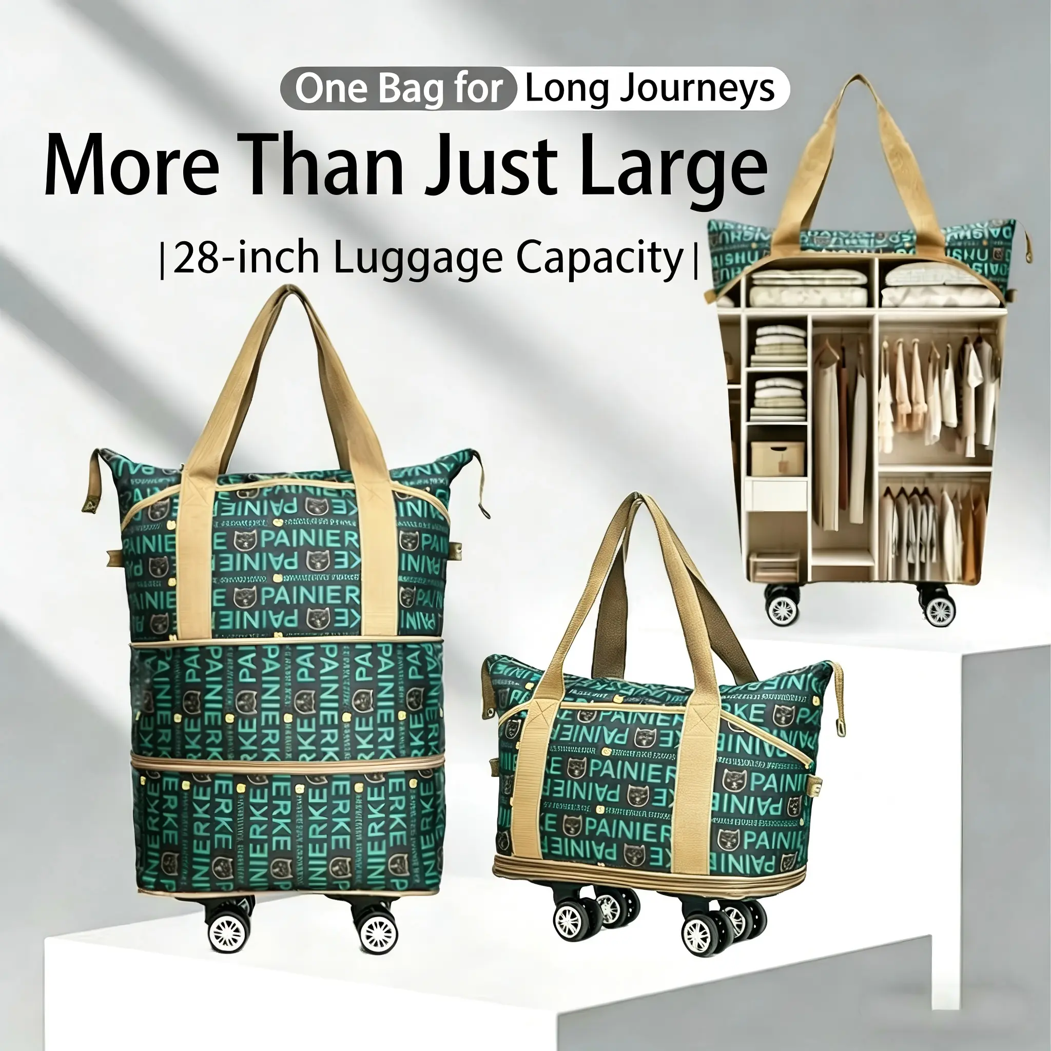 Large-capacity carry-on bag with dry/wet separation, multifunctional travel luggage essential for trips and business travel