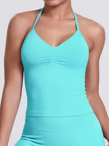 Women's Backless Sports Tank Top, High Elasticity Yoga Vest, Workout Sleeveless Shirt for Fitness & Pilates Training