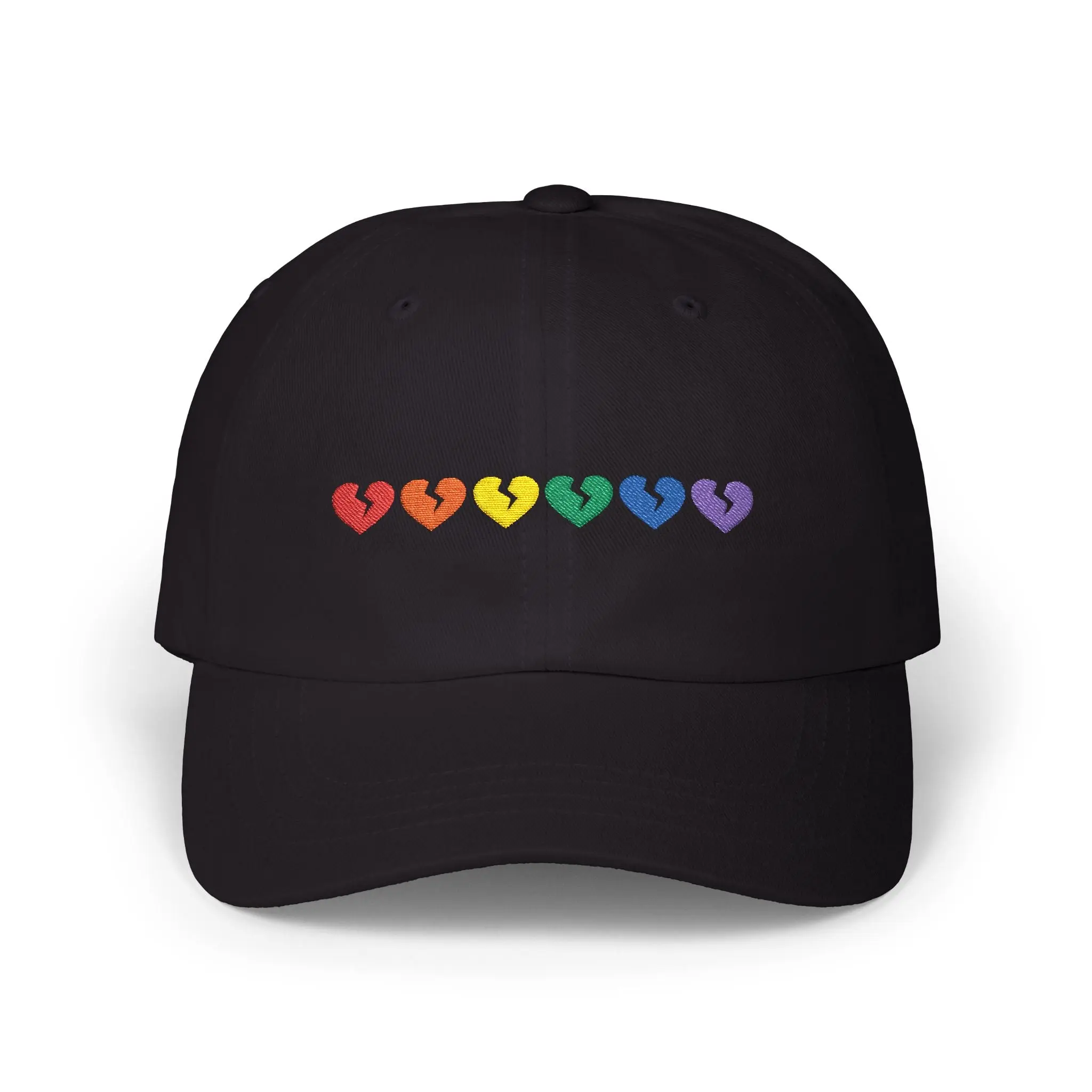 Only Hearts Collection - Embroidered Broken Hearts Classic Adjustable Cap (Rainbow Heartbreak Collection)