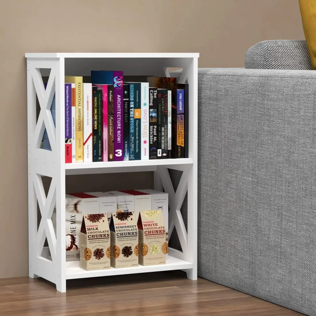 3 Tier Bookshelf, Small Bookcase for Small Spaces, Mini Thin Book Shelf for Bedroom, Living Room, Bathroom Rack