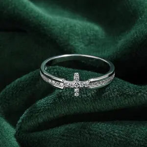Women's Exquisite Cross Ring - Crossdesign, Crucifix Motif, Dainty Cross, Casual Rings - Elegant Costume Jewelry for Gifting, Crossdesign Rings