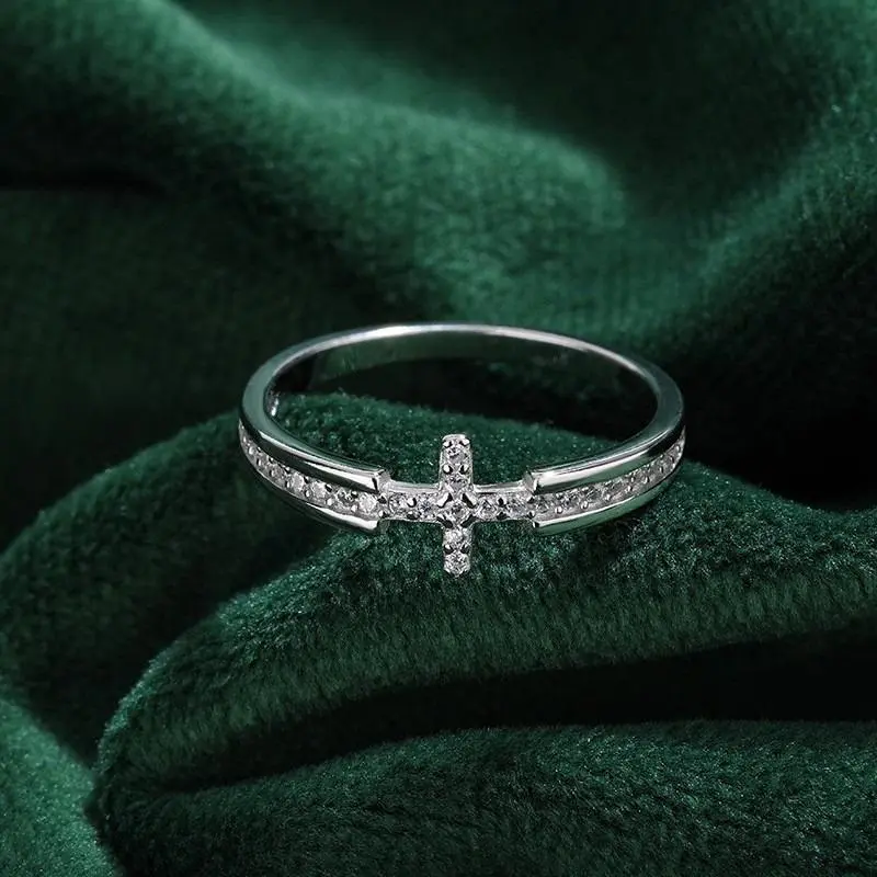 Women's Exquisite Cross Ring - Crossdesign, Crucifix Motif, Dainty Cross, Casual Rings - Elegant Costume Jewelry for Gifting, Crossdesign Rings