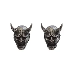 Gothic Punk Style Ghosts Mask Skull Stud Earrings for Men's and Women's Super Cool Screw Horn Skull Earrings Party Jewelry