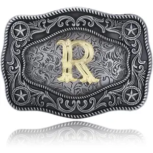 Initial Belt Buckle Western Cowboy Belt Buckle Texas Belt Buckle with Letter for Men Women