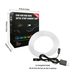 Smart LED Car Lights Interior with USB Port, LED Strip Fiber Optic Ambient Lighting Car, , Sync to Music, Car Decorations Interior Accessories Gifts for Women Men led car ambient light Multicolor LED Rock Light Kit