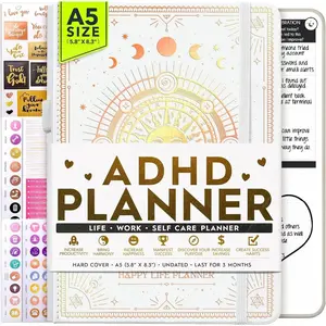 Daily Planner & ADHD Planner for Adults, Self Care Journal to Increase Productivity, Success in Life & Work, Gratitude Journal - Undated Daily Planner