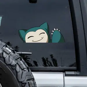 Snorlax Waving Peeking Sticker, Funny Gift Waterproof Glossy Sticker, Decal for Laptop, Water Bottle, Car, Gamer Gift