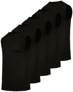 Real Essentials 5 Pack: Men's Breeze Tech Tank Tops Sleeveless Shirts Workout Muscle Athletic Running (Big & Tall Available)