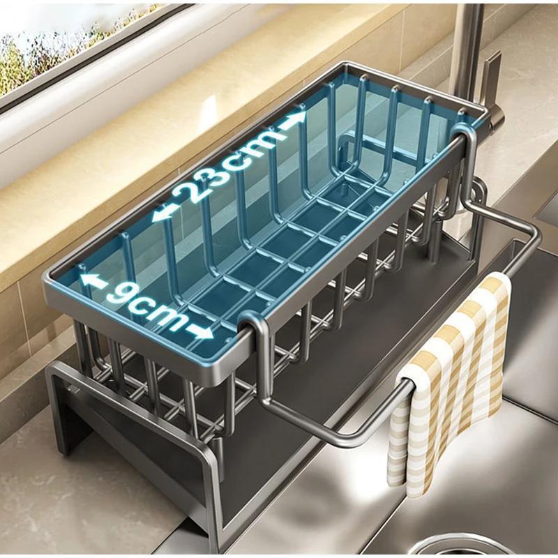 Kitchen Sink Drain Rack Organizer Abs Plastic Self-Draining Sink Shelf Soap Sponge Holder Dishcloth Towel Rack Filter Basket Does not apply