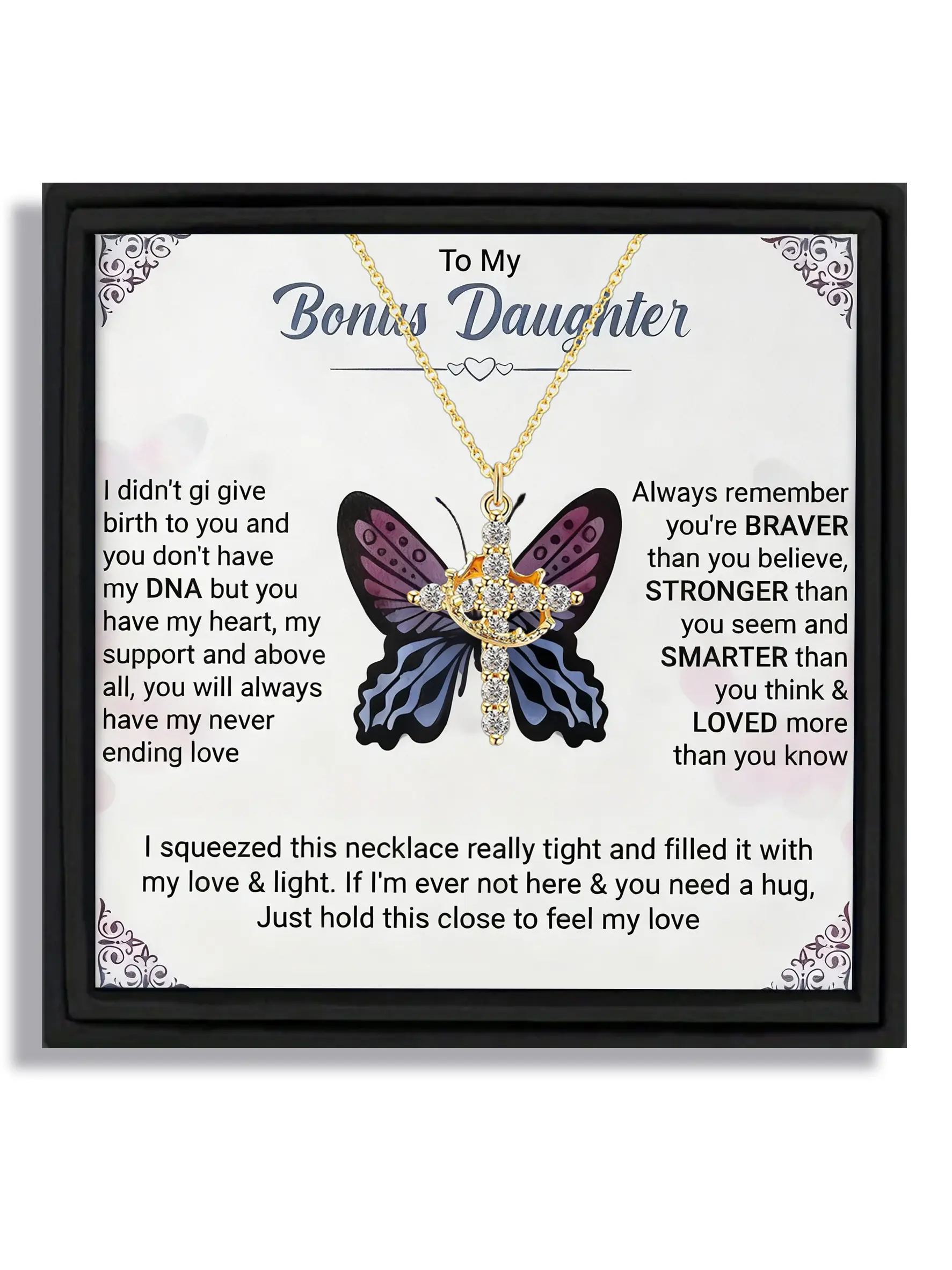 1 piece birthday rotating crown cross pendant Love Heart Necklace gift box for bonus daughter with blessing card and box Modern Versatile Accessories
