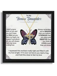 1 piece birthday rotating crown cross pendant Love Heart Necklace gift box for bonus daughter with blessing card and box Modern Versatile Accessories