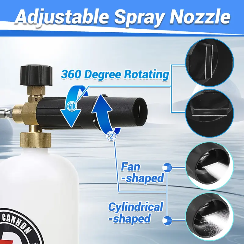 Tool Daily Short Handheld with  Cannon FOR PRESSURE WASHER,  1/4 Inch Quick Connector, Water Spray Tool with 5 Nozzle Tips, 1 Liter snow foam lance, FathersDayGift 6