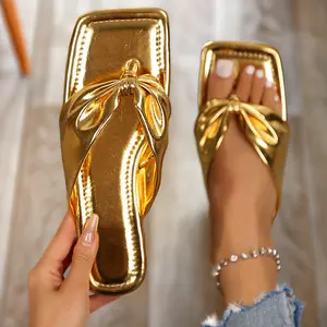 Women's Summer Clip Toe Thong Sandals Beach Slippers Ruched Strap Flat Platform Sandals Slip on Square Toe Flip Flops Girl Walking Shoes