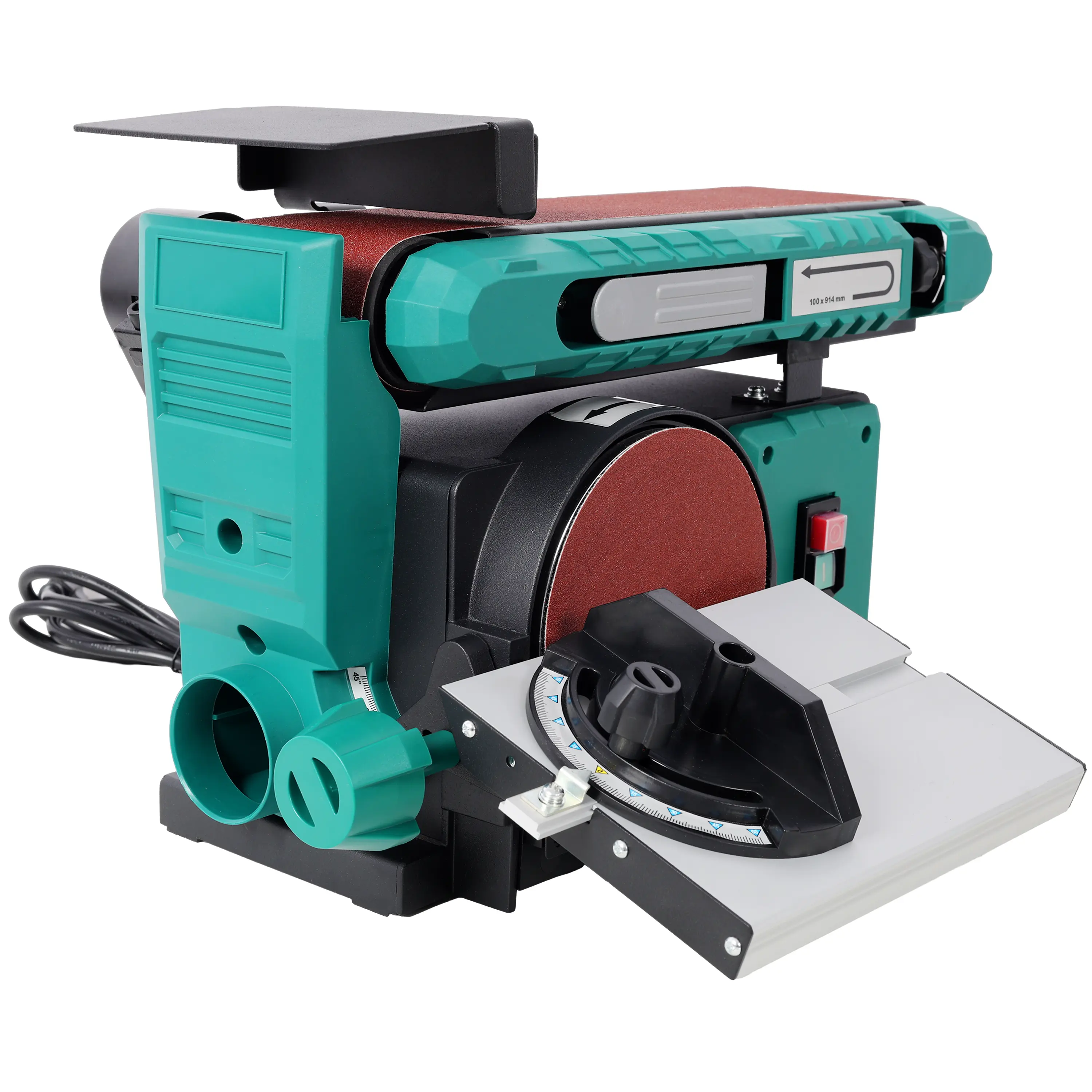 Benchtop Two-in-One Belt & Disc Sander, 120V/60Hz, 4×36 Inch Belt & 6 Inch Disc, Green Adjustable Belt Tilt, Intuitive Tension Release & Beveling Function for Woodworking, Metalworking & Plastic Fabrication
