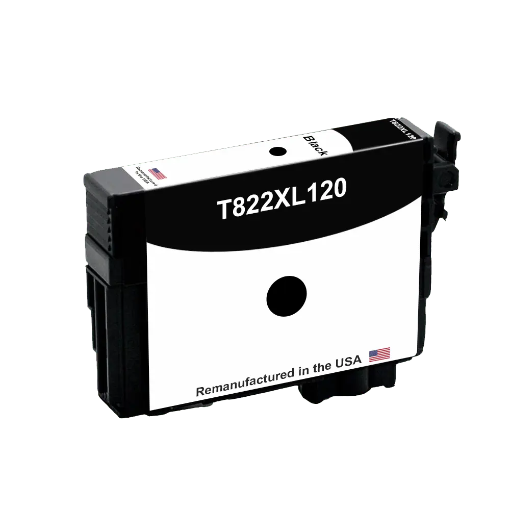 U.S. Remanufactured for Epson T822XL High Yield Black Ink Cartridge, T822XL120