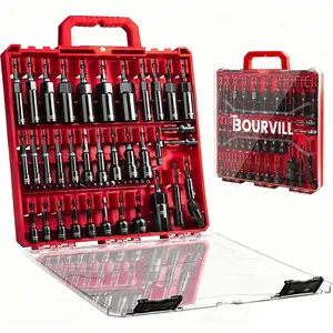 【DealsForYouDays】Bourvill 55Pcs Magnetic Nut Driver Set, SAE & Metric, 1/4" Hex Shank Impact Ready, with Socket Adapters & Extension - Pro Mechanic Grade #DealsForYouDays