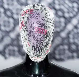 White Graphic Design Lace Mask High Fashion Couture, Drape Abstract Fabric design V.6