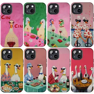 Duck Phone Case Candlelight Dinner Animal Aesthetic For iPhone 17 16 15 14 13 12 11 X 8, Funny Sassy Goose Trip Art, Vibrant Party Duck  Decor Cover, Oil Painting, Unique Accessories, Gifts