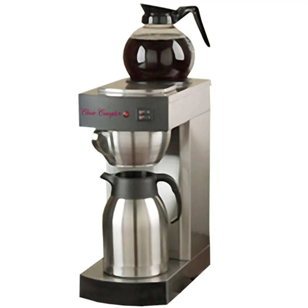 212 MAIN Stainless Steel Commercial Coffee Maker (RCB130 Model) - 12-Cup Size Coffee Machine, Heat Pump Brew, 120V Plug-In, 1 Warmer, Decanter, 1 Stainless Steel Thermal Server, 18.2x10.5x19.7" Dimensions, Commercial Users, 100 Cup Per Hour Capacity