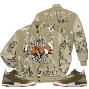 3 Family Affair Varsity Jacket, Family Affair 3s Letterman Jackets, Tattoo Trust No One Unisex T-Shirt To Match Sneaker Style Urban Outfit Casual Fabric Menswear Athletic