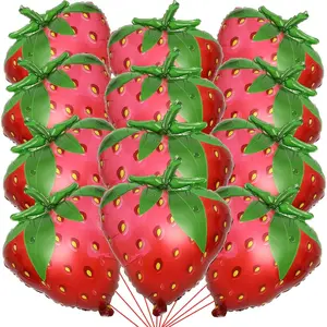 12 Pack Gaint Strawberry Balloons 23 Inch Cute Strawberry Balloons for Cute Berry First Birthday Party Themed Decorations