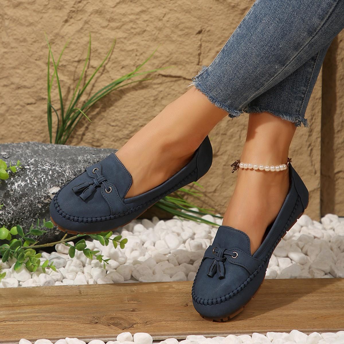 Women's Round Head Loafers Fashion Non-slip Soft Comfortable Flats Shoes
