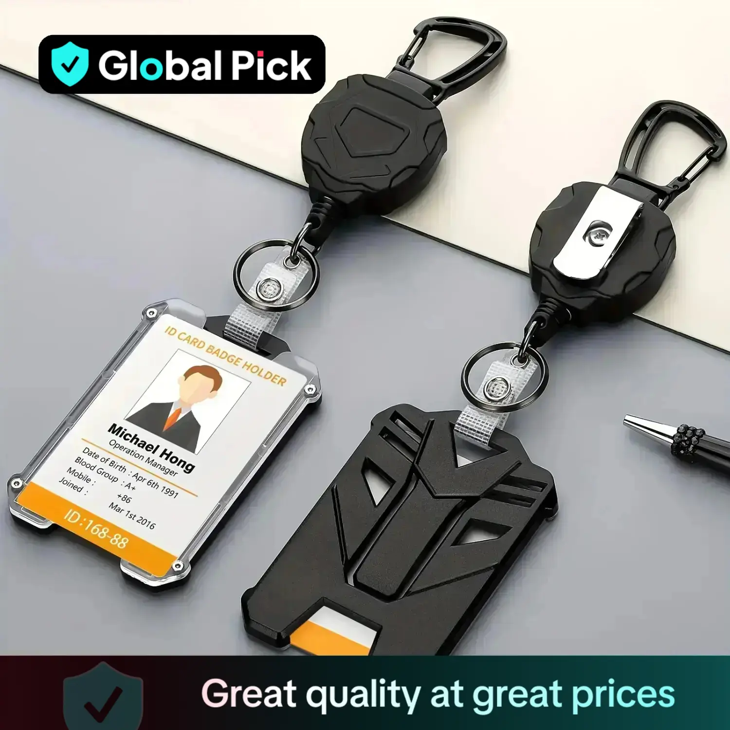 Retractable Heavy Duty Badge Reel, 1/10 Sets Keychain Badge Reel with Id Badge, Portable Hard Plastic Card Holder for Students & Workers