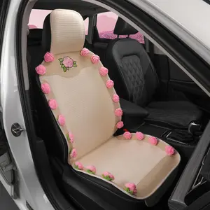 Pink Car Seat Covers Handmade 3D Pink Rose Floral Protector for Cars SUVs Trucks Universal Luxury Interior Decoration for Women 1 Piece
