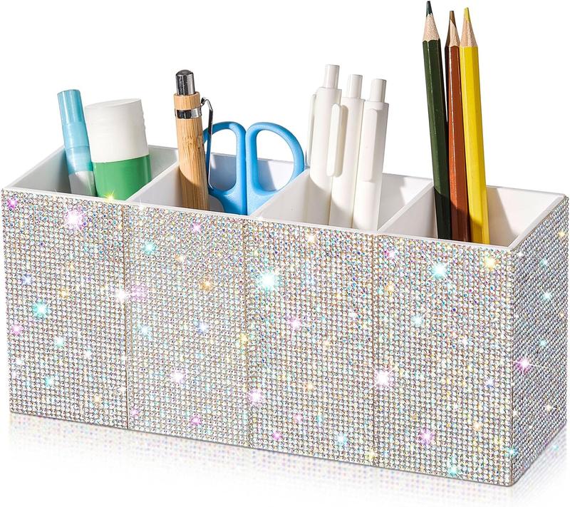 Rhinestone Crystal Glitter Pen Holder Pencil Holder Makeup Brushes Organizer Storage Bin