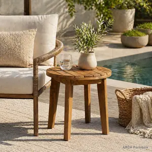 Christopher Knight Home 16" Square Acacia Wood Slats Side Table with Teak Finish, Weather-Resistant Outdoor Living Furniture for Square Shape Rustic Farmhouse Decor,summervibes